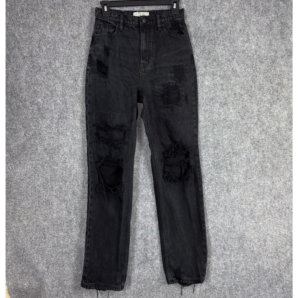 We the Free Jeans Womens Size 26 Black Destressed Straight Free People